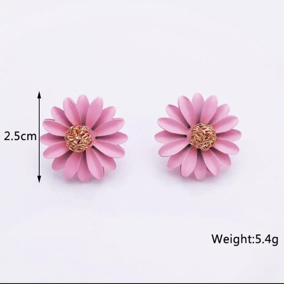 Pink Flower Earrings - Picture 2 of 4
